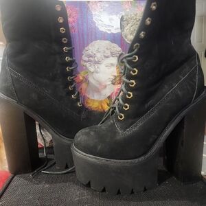 Jeffrey Campbell Black Platform Lace-Up Boots